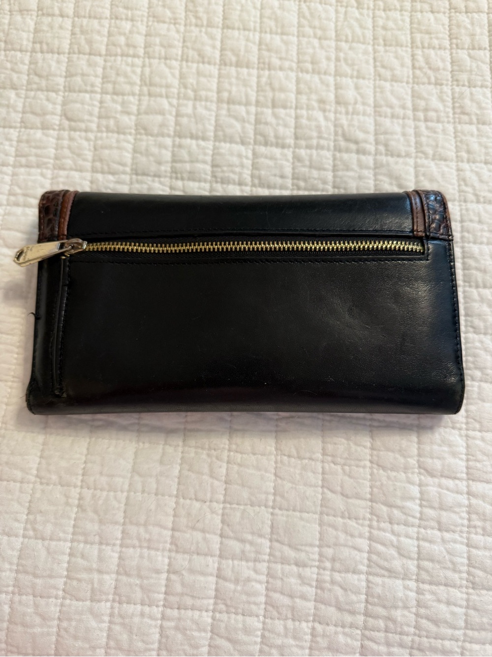 Brahmin Black Wallet with Brown Croc-Trim Accent - Picture 2 of 3